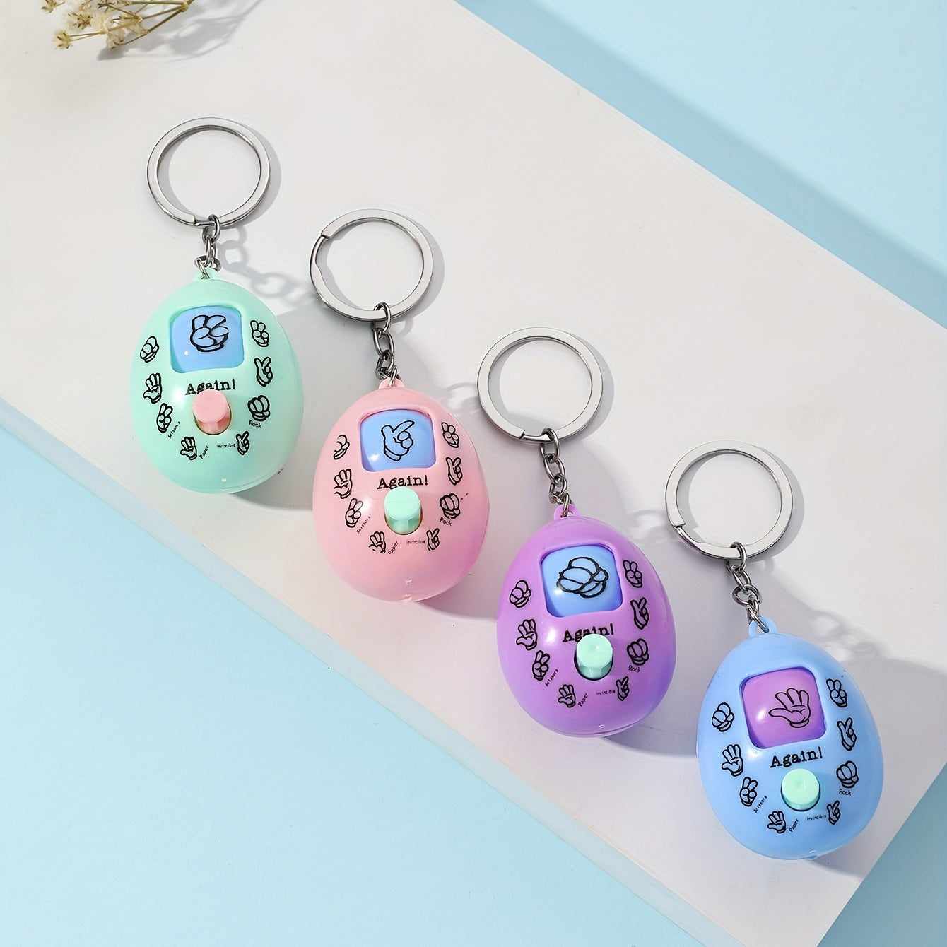 4pcs Finger Guessing Game Machine Keychain Funny Bag Accessory Key Ring