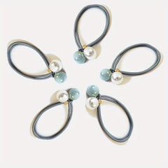 5pcs Faux Pearl Hair Tie Rope Rings Ponytail Holder Accessories