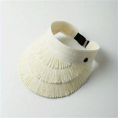 Straw Tassel Visor Hat UV Protection Lightweight