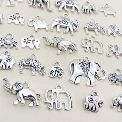 30pcs Antique Silver Elephant Charms Pendants DIY Jewelry Making Findings