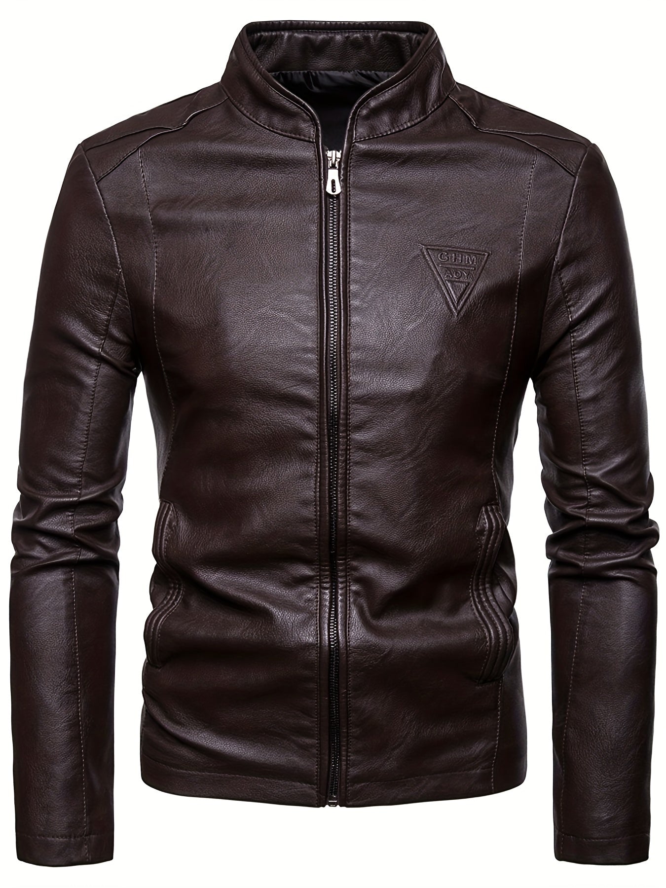 Men's Classic PU Zip Up Faux Leather Jacket