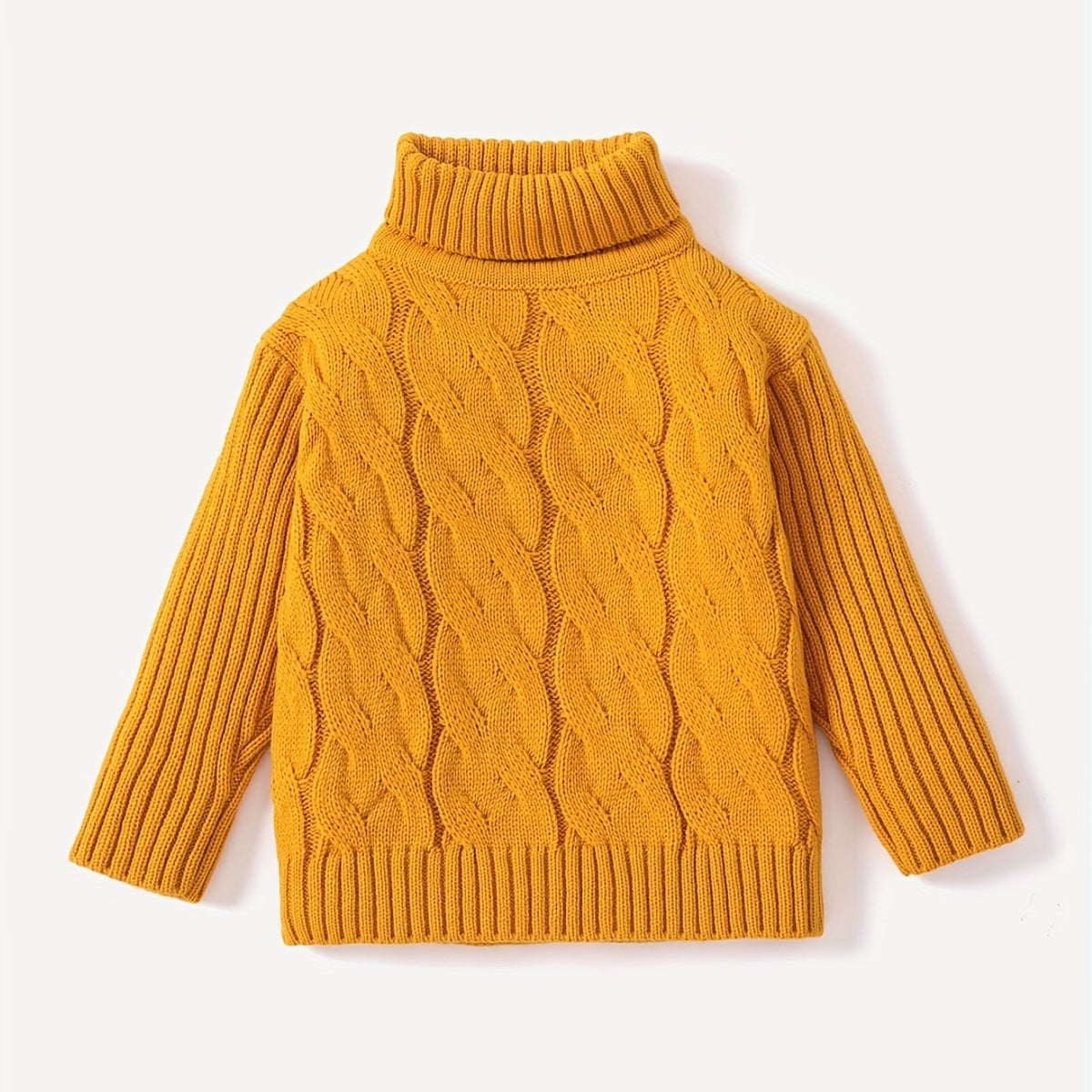 Boys Twisted Sweater Turtleneck Long Sleeve Stretch Warm Knit Pullover