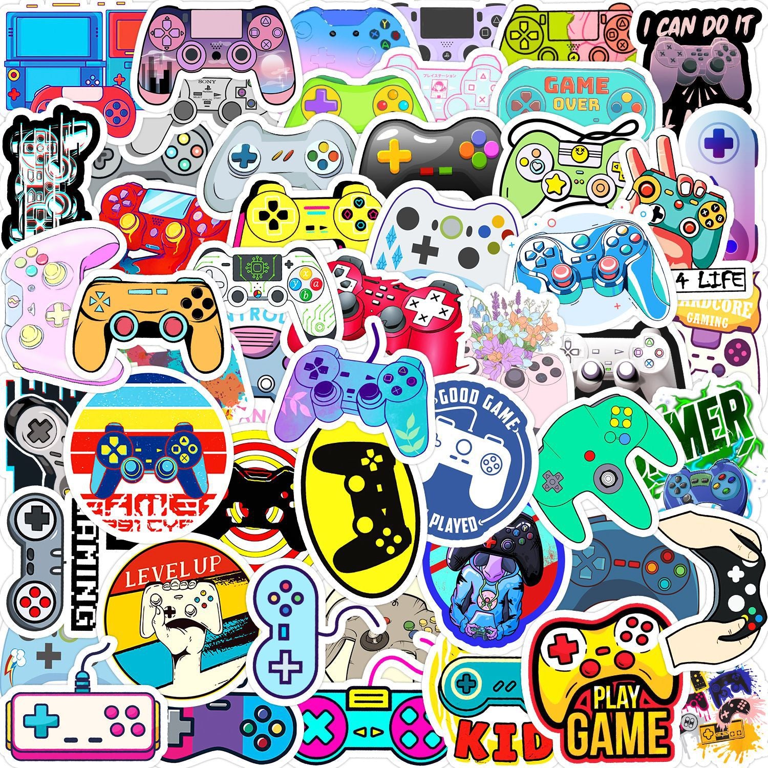 50pcs Game Console Doodle Waterproof Stickers Laptop Travel DIY Toys