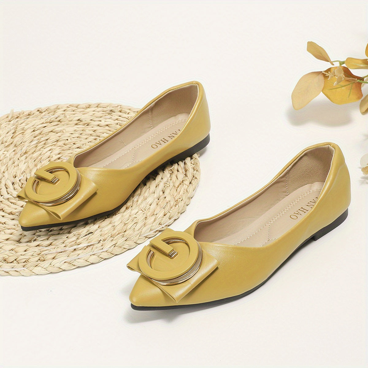 Women's Pointed Toe Flats Soft Sole Solid Slip On Shoes