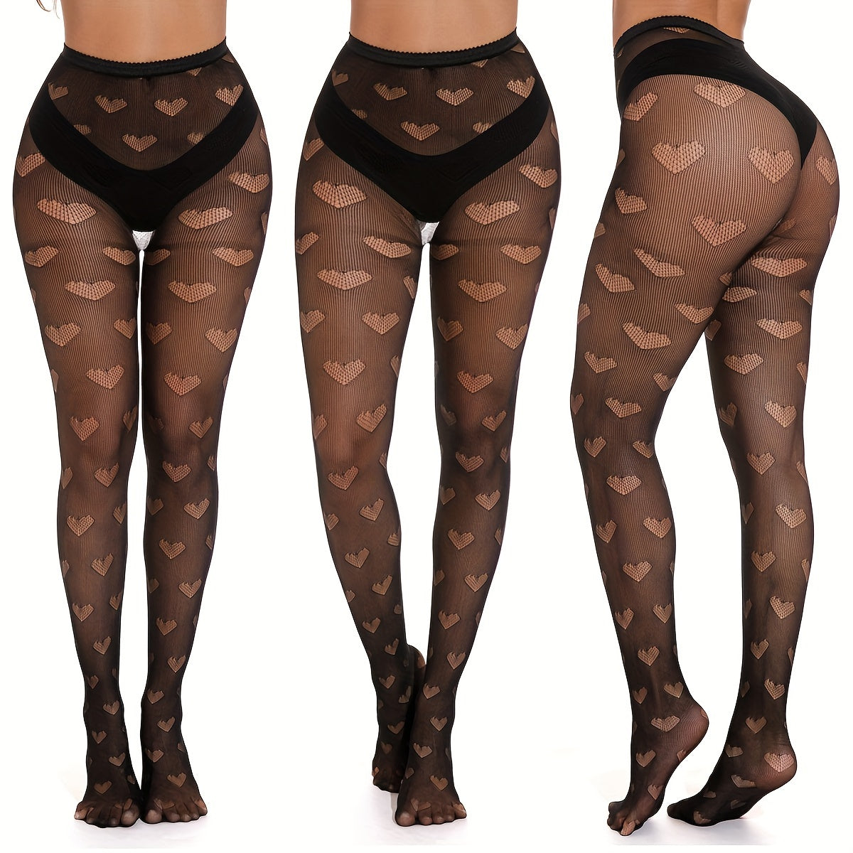 Heart Fishnet Tights High Waist Stockings