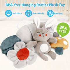 Soft Plush Baby Car Seat Hanging Toy Animal Wind Chime Squeaky