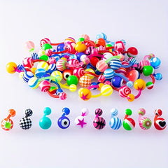 50pcs Colorful Acrylic Plastic Ball Belly Button Ring Navel Piercing Stud