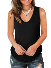  Plain V Neck Stretch Tank Top
