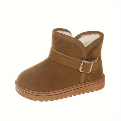 Girls' Cozy Slip-On Snow Boots with Fleece Lining