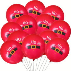 12pcs Red Christmas Balloon Santa Claus Belt Latex Party Decoration