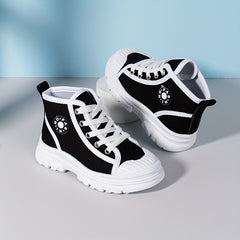 Girls High Top Canvas Sneakers Casual Anti skid Lace up Shoes