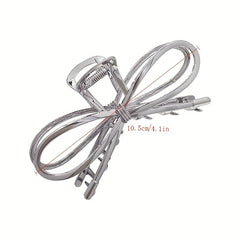 Silvery Bowknot Hair Claw Clip Strong Grip Hair Jaw Clip