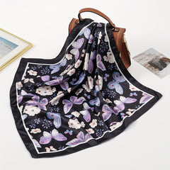 Butterfly Print Bandana Casual Square Scarf Women Neckerchief Head Wrap Hair Acc