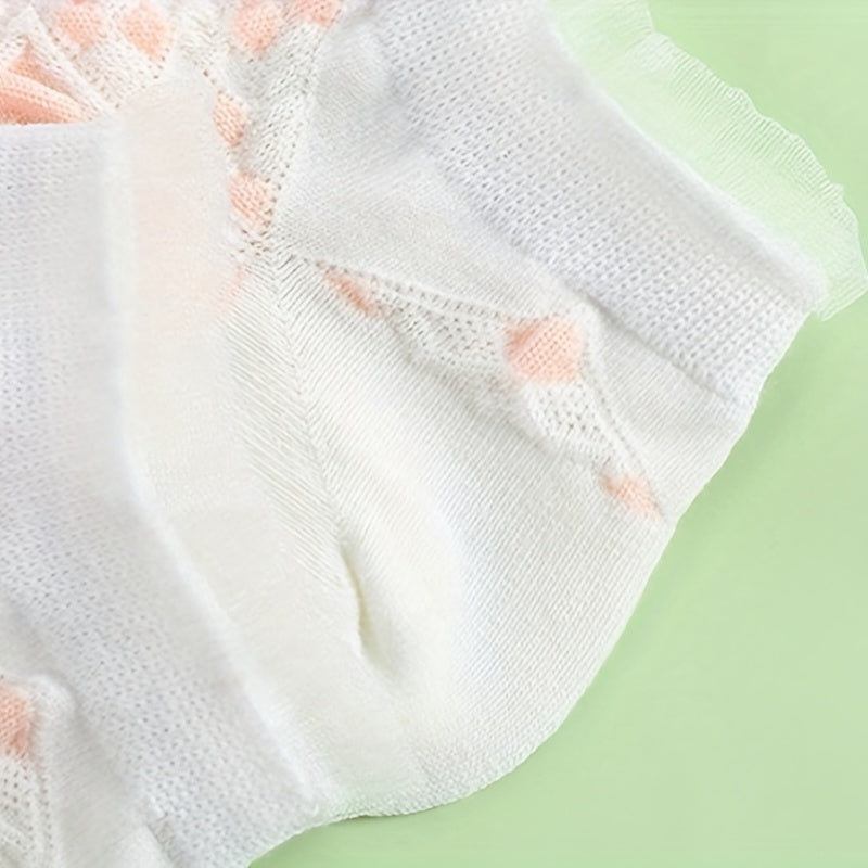 5 Floral Print Ruffle Ankle Socks Women's Stockings