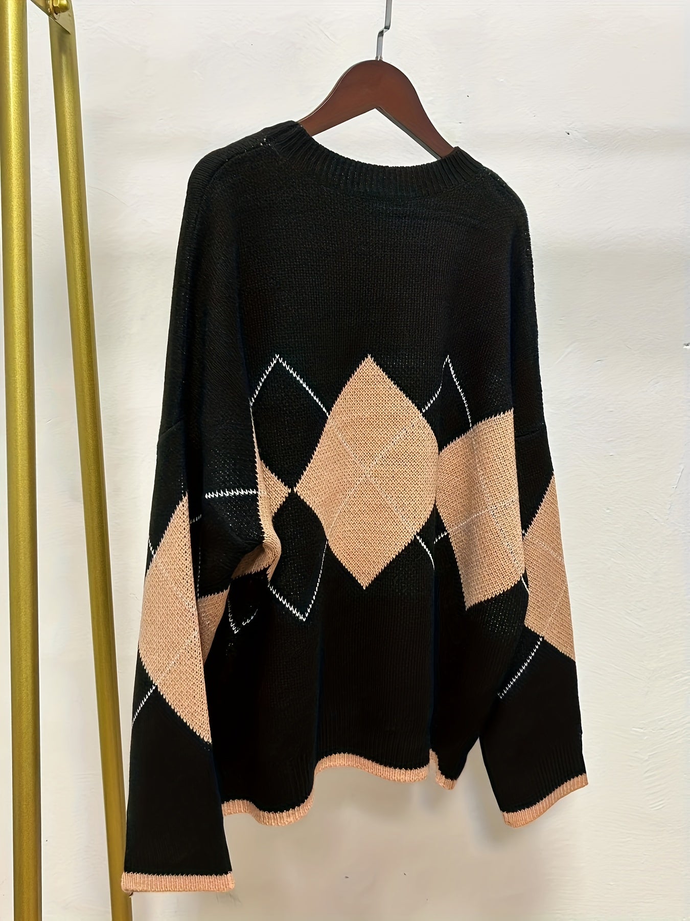  Argyle Pattern Round Neck Sweater Women's