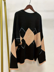  Argyle Pattern Round Neck Sweater Women's