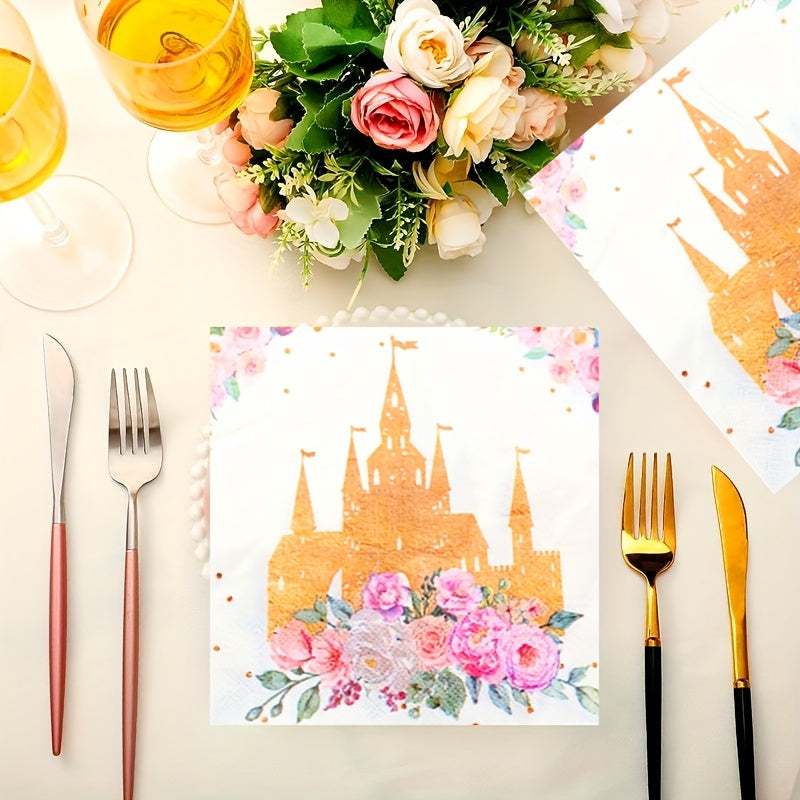 20pcs Princess Birthday Party Pink Napkins For Celebrations