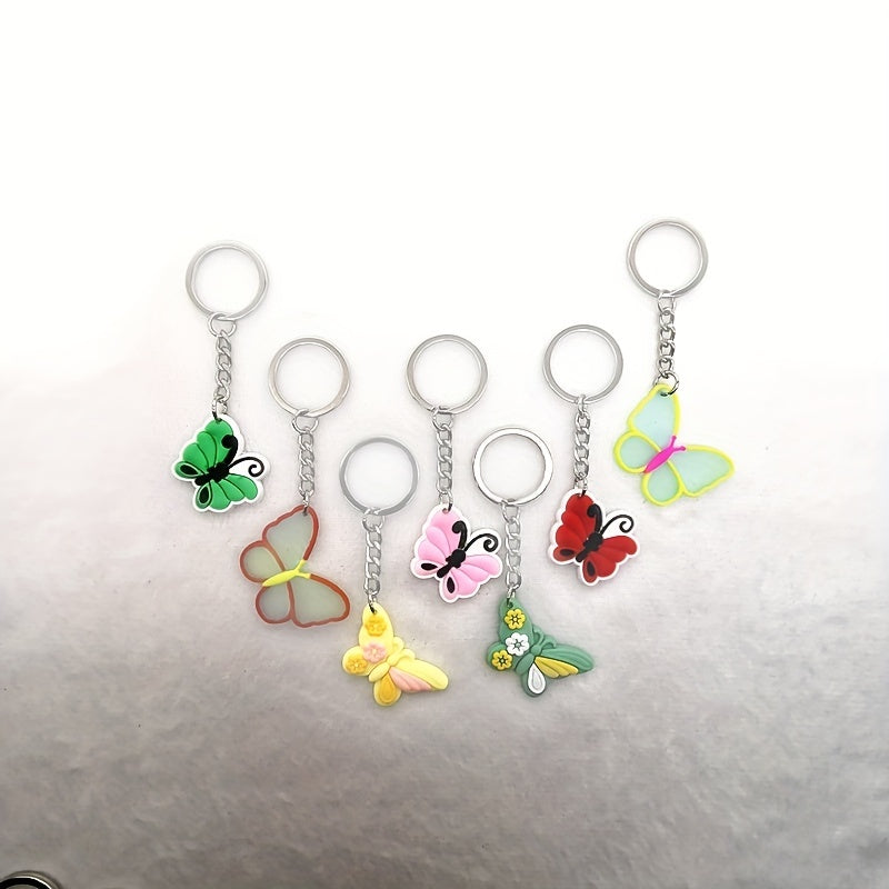 17pcs Butterfly Keychain Animal PVC Key Ring Bag Charm Earphone Accessory