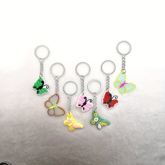 17pcs Butterfly Keychain Animal PVC Key Ring Bag Charm Earphone Accessory
