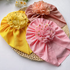 Soft Elastic Strip Flower Baby Hat For Girl