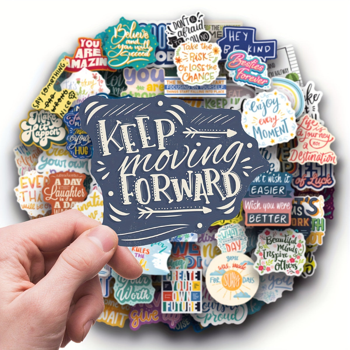 100pcs Motivational Stickers Pack - Positive Quotes Vinyl Stickers
