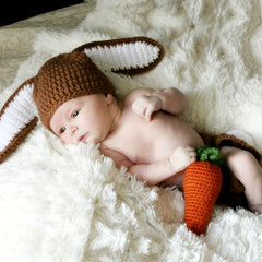 3 Piece Rabbit Hand-woven Costume for Newborns