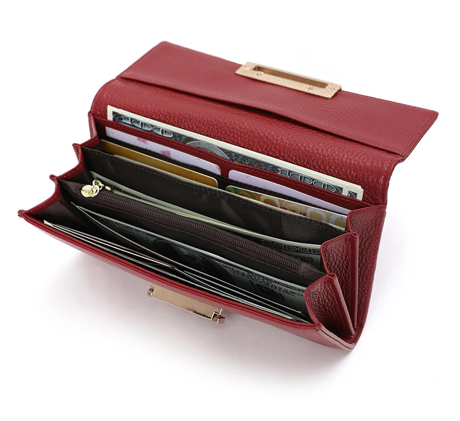 Women's Leather Clutch Bag Wallet Long Cow Leather Purse