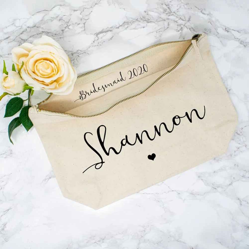 Heart Bridesmaid MakeUp Bag, Bride To Be Cosmetic Pouch, Wedding Proposal Gift