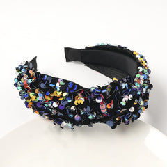 Reversible Sequin Headband Wide Sparkle Hair Hoop Elastic Bling Glitter Band