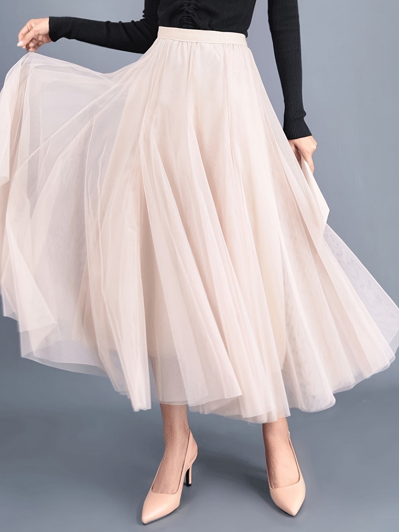 High Waist Mesh Mid-length Skirt Women's Activewear