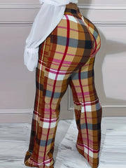  Plaid Print High Rise Trousers