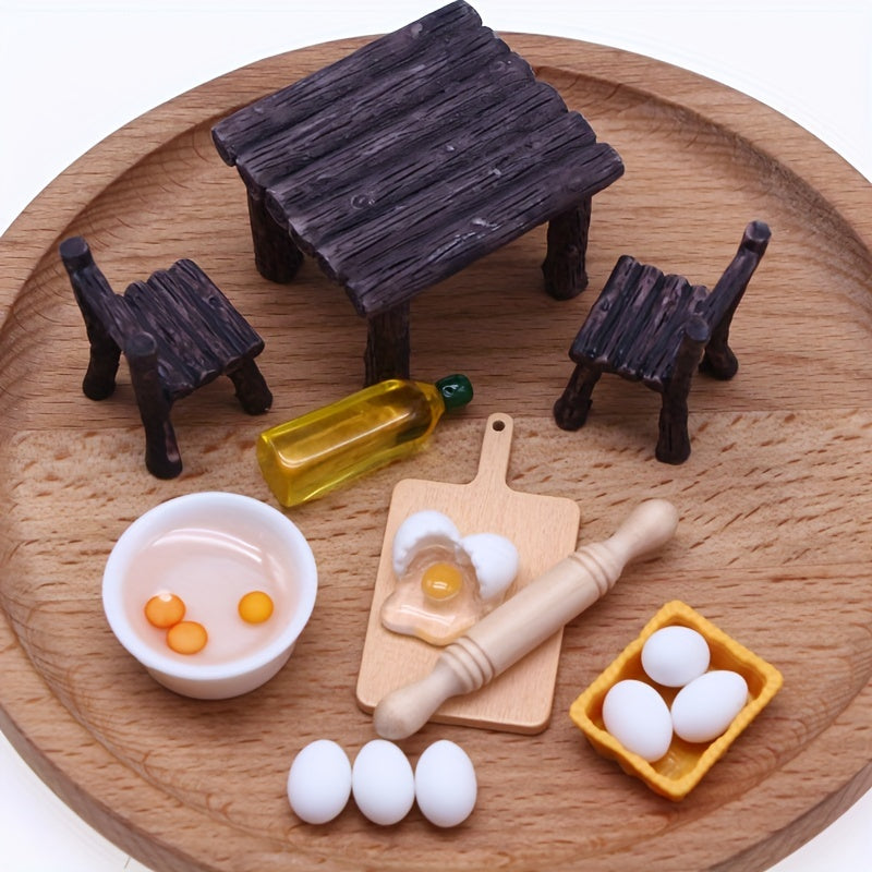 Mini Dollhouse Food Toy Set - Pretend Play Kitchen Accessories