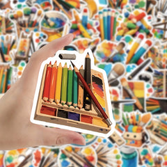55pcs School Supplies Art Stickers Waterproof Vinyl Decals