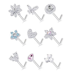Stainless Steel Nose Ring Stud Flower Snowflake Butterfly Nose Piercing