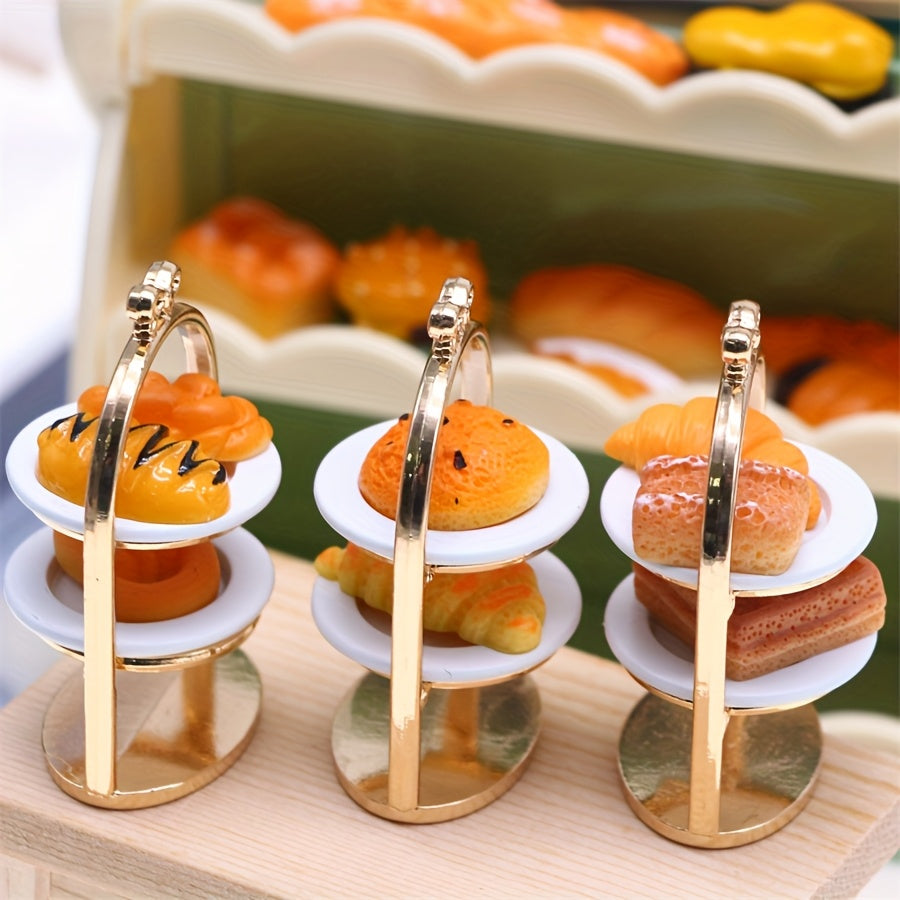 Metal Dessert Stand Golden Finish for Dollhouse