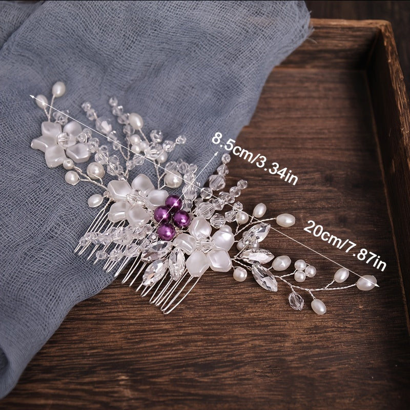 Silver Rhinestone Bridal Hair Comb with Opal Hair Accessories