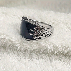 Vintage Men's Totem Ring with Oil Drop Carving