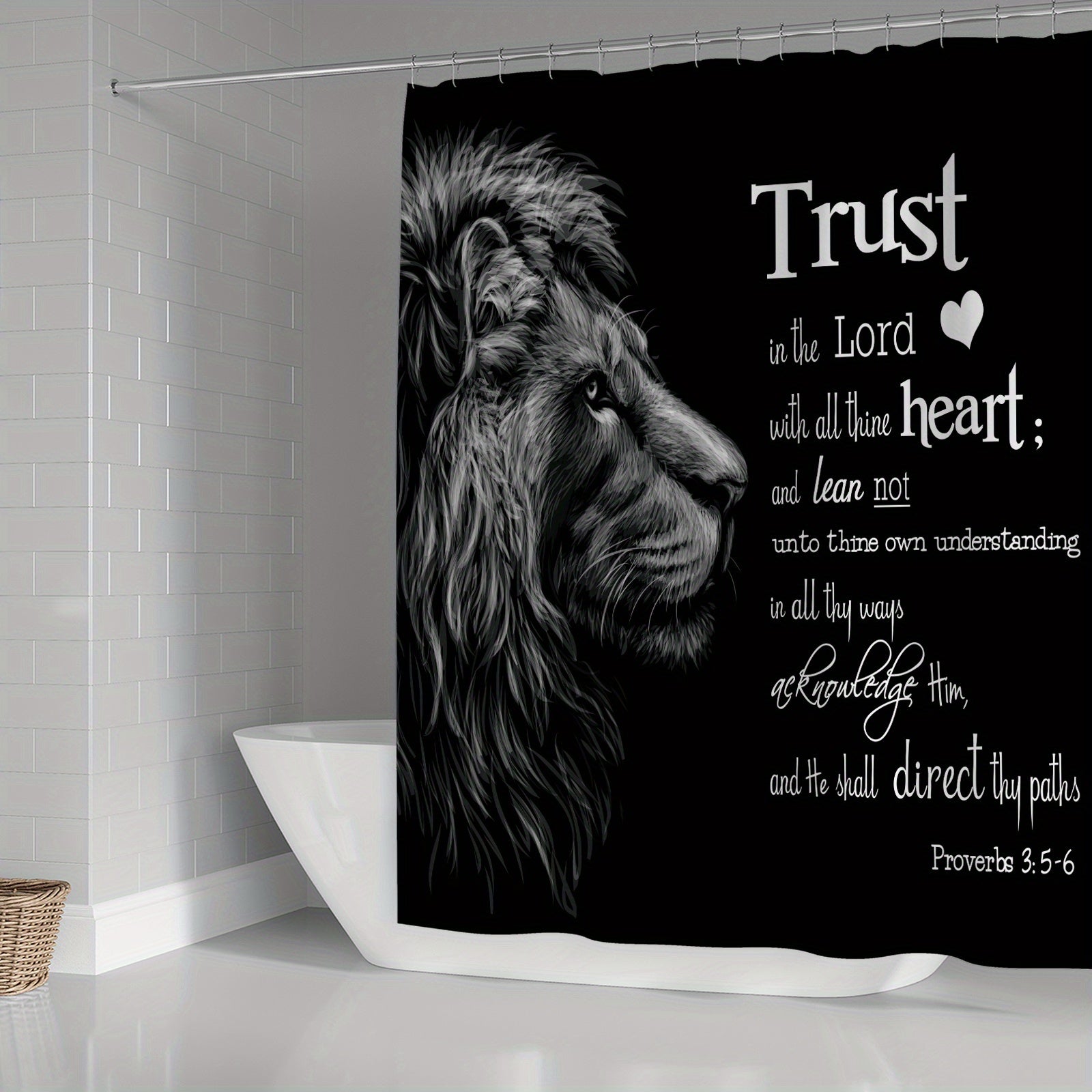 Wildlife Lion Inspirational Quote Shower Curtain Set