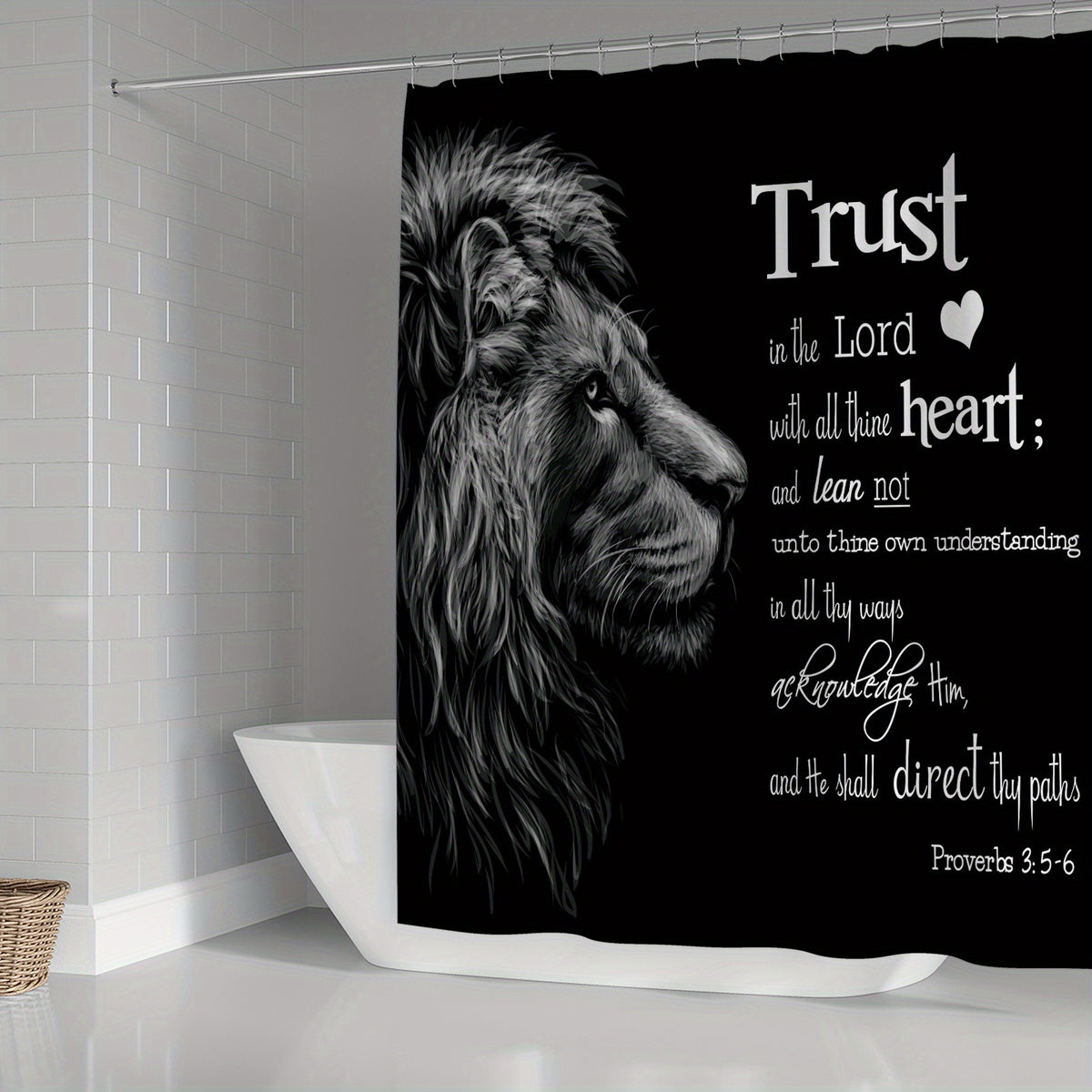 Wildlife Lion Inspirational Quote Shower Curtain Set