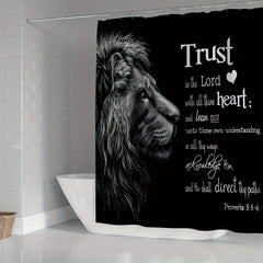 Wildlife Lion Inspirational Quote Shower Curtain Set