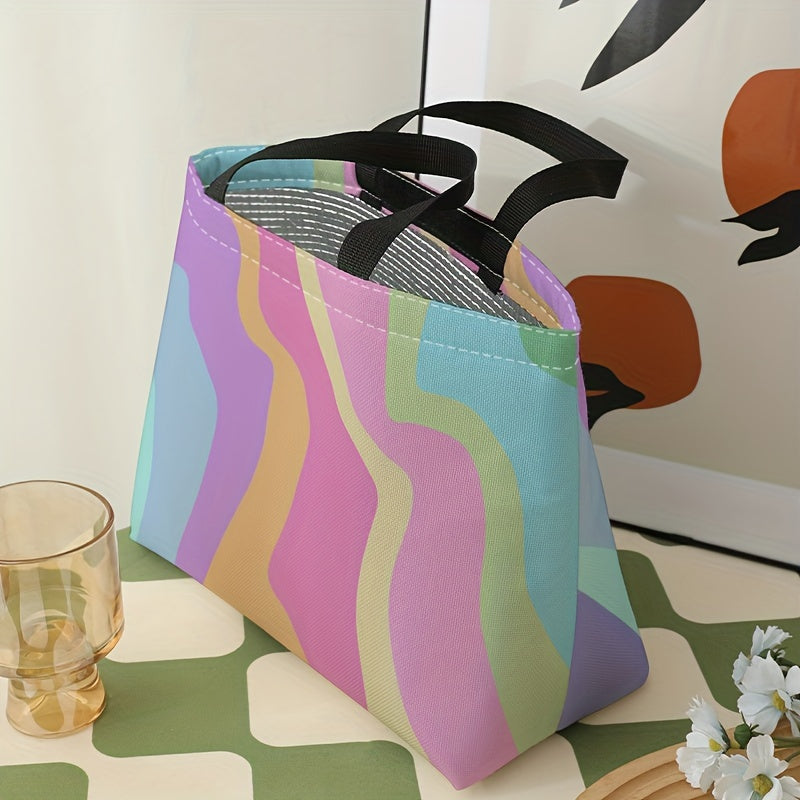 Rainbow Stripes Lunch Bag Waterproof Insulated Cooler Bag
