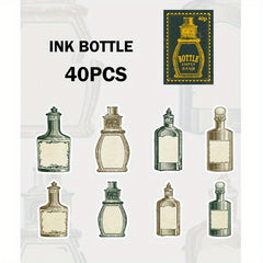 40pcs Paper Bottle Shape Stickers for DIY Scrapbooks Journals & Albums