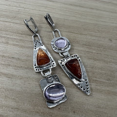 Geometric Metal Drop Earrings Synthetic Gems Bohemian Jewelry
