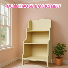 3 Tier Bookshelf Dollhouse Bookcase 1 12 Scale & Khaki Plastic Shelf