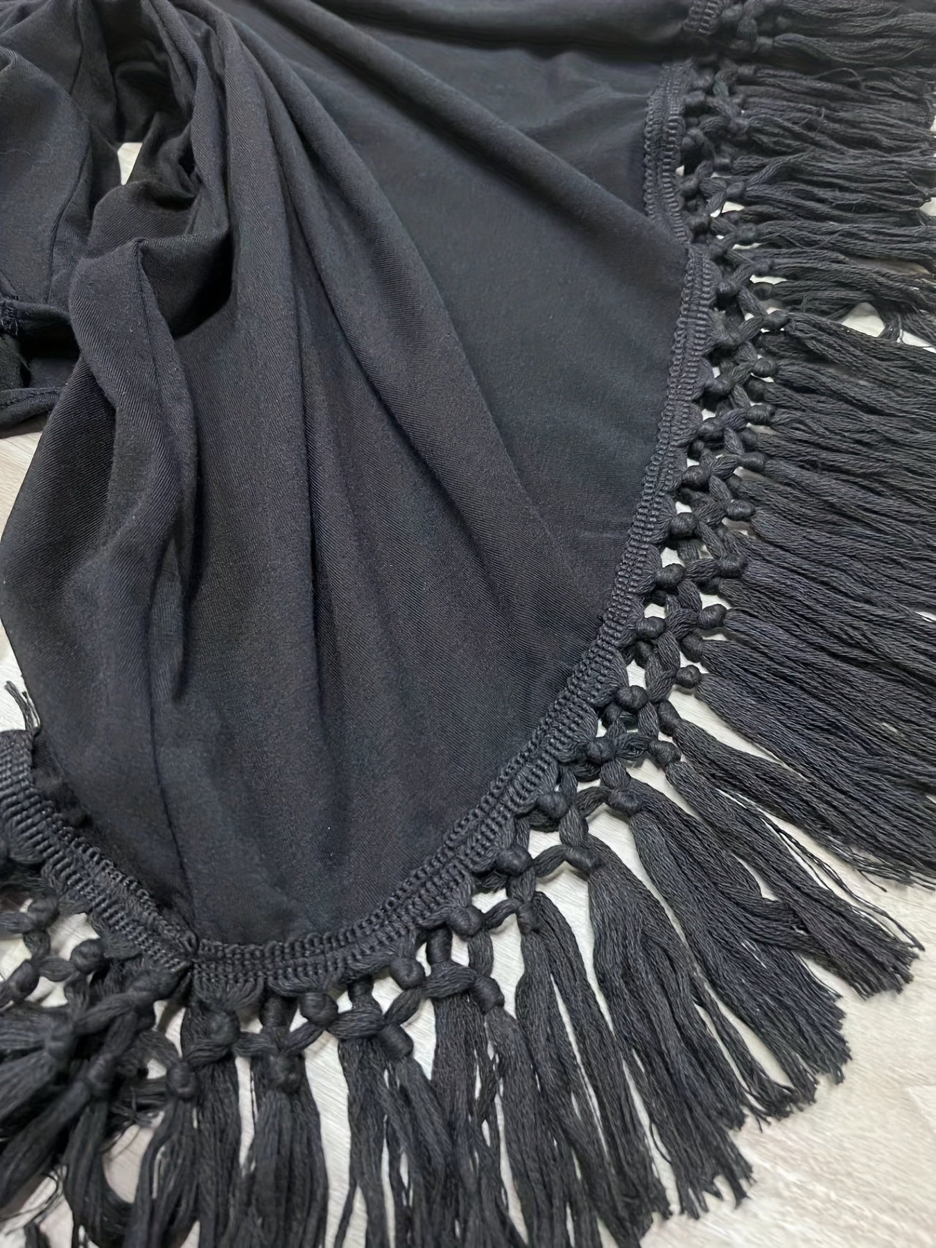 Women's Plus Solid Round Neck Fringe Trim Tank Dress