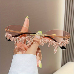 Y2K Rhinestone Flame Sunglasses for Women