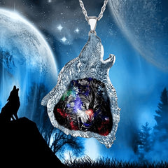Girl's Wolf King Pendant Necklace Party Jewelry Accessories Birthday Gift