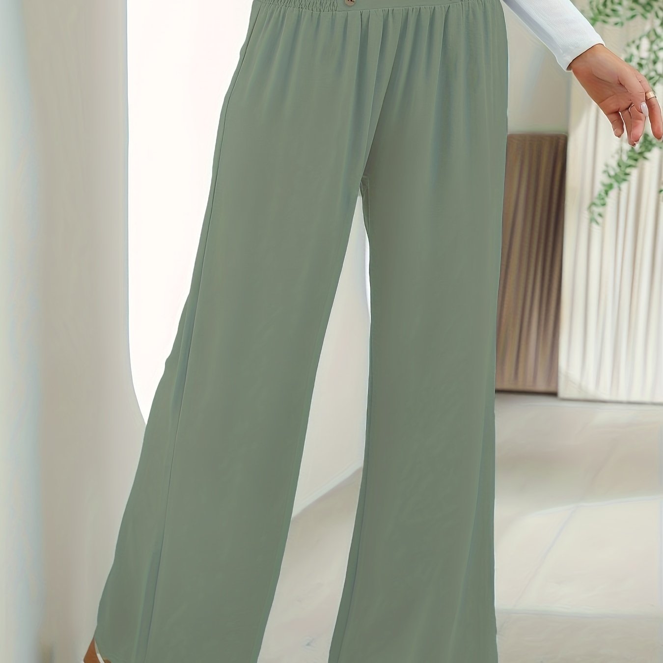 Women's Plus Solid Wide Leg Trousers