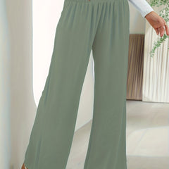 Women's Plus Solid Wide Leg Trousers