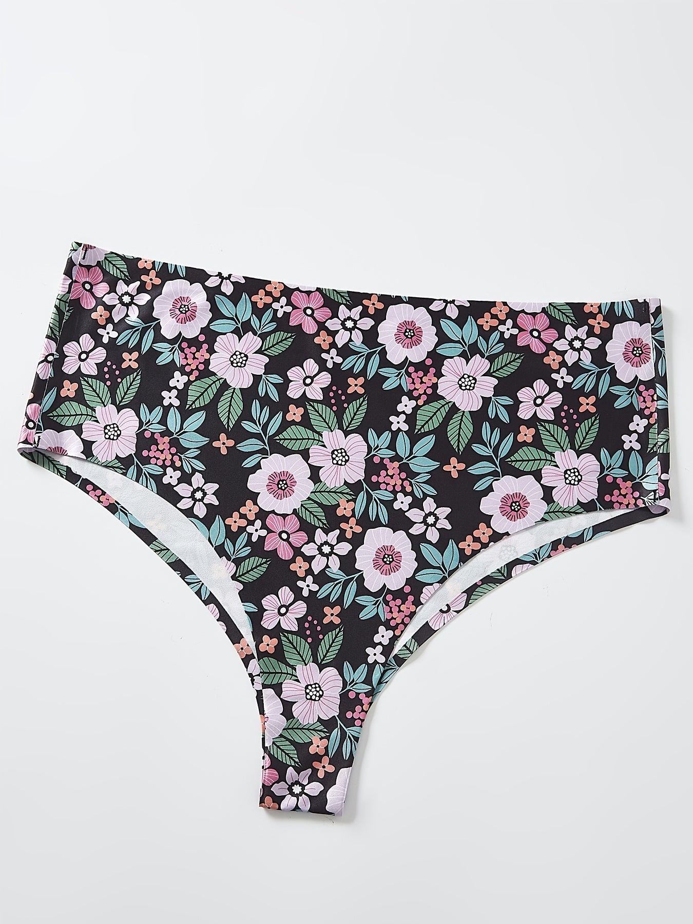 3 Pack Plus Size Ditsy Floral Print Panties Set Medium Stretch